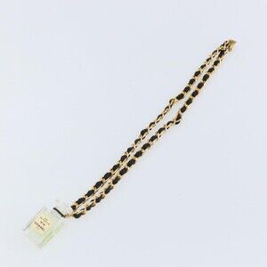 Chanel CC Perfume Bottle Pendant Chain Long Metal with Leather, Crystals and Fau